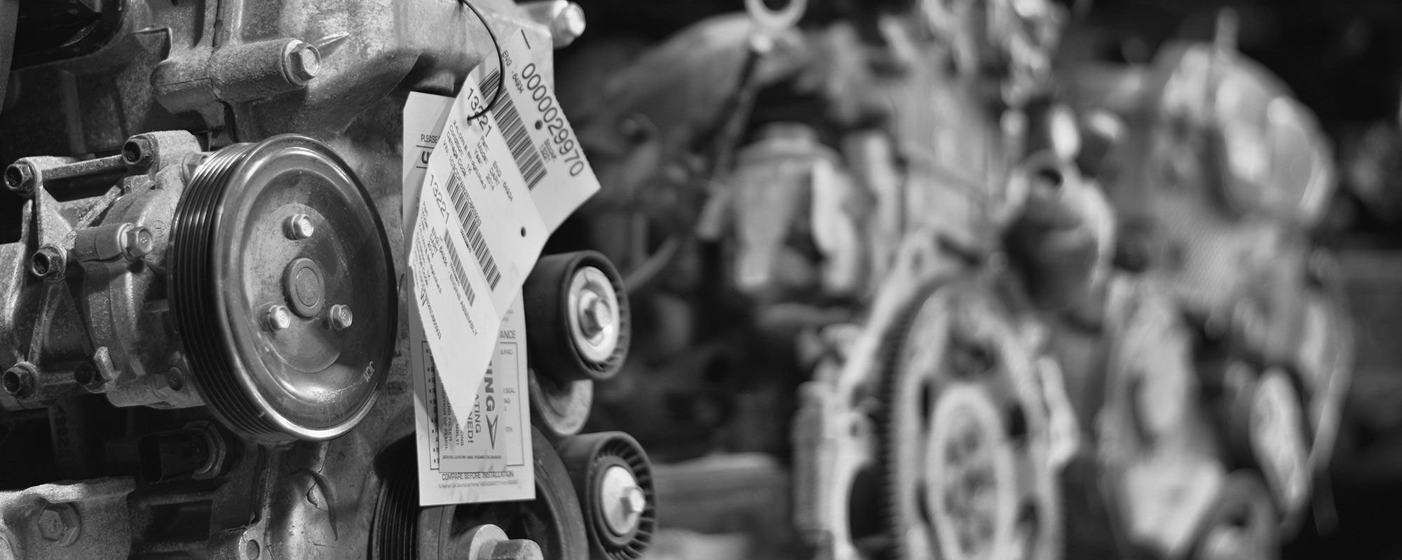 Used engines in the warehouse at Doug's Auto Recyclers in Coldwater, MI